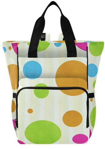 ISAOA Wickeltasche mit bunten Punkten, für Damen und Herren, großer Laptop-Rucksack, Reiserucksack, Tagesrucksack, Lunchtasche mit isolierten Taschen, Kinderwagengurte, wasserdicht, #98, One size