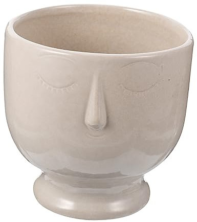BESPORTBLE Keramik Blumentopf Mit Abstraktem Gesicht Design Beige Minimalistischer Übertopf Mit Ablauflöchern Dekorativer Pflanztopf Für Sukkulenten Kakteen Robust Und Langlebig Für Wohn Büro