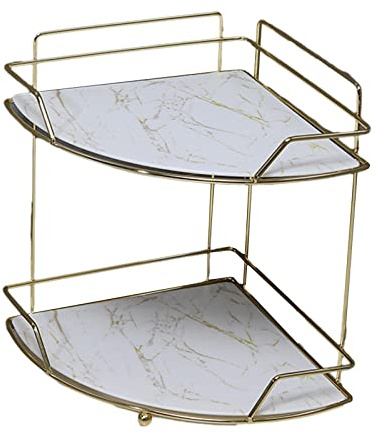 Qianly Portaoggetti per Doccia ad Angolo per impieghi gravosi Liscio Moderno Senza Perforazione Scaffale portaoggetti antiruggine per Bagno a Forma, 2 Strati