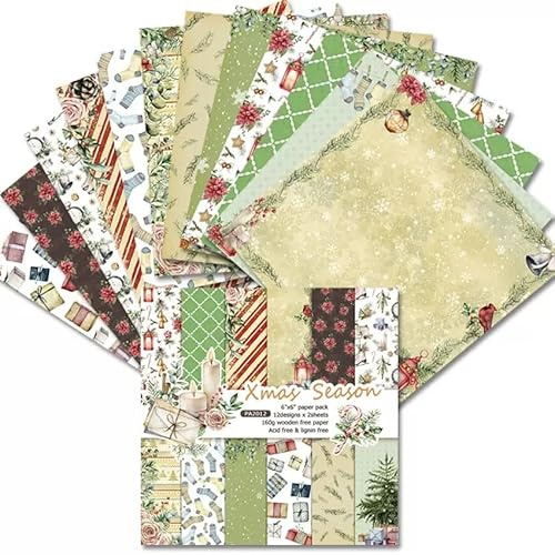 48 Stück Scrapbook Papier, 24 Designs Dekoratives Designpapier Block, Einseitiges Kartonpapier Bastelpapier Scrapbooking DIY-Hintergrund, 15,2 x 15,2 cm