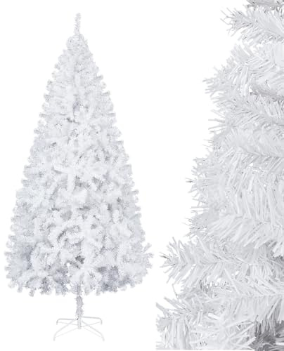 LEADZM Sapin de Noël Artificiel de 210 cm, Arbre de Noel avec 950 Pointes de Branche, PVC Ignifuge, Support métallique - Montage Rapide pour la Maison, Les magasins, Blanc