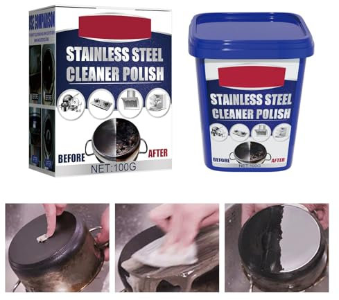 Edelstahl-Reinigungspaste, Rostentferner für Metall, Edelstahl-Reinigungspulver, Edelstahl-Reiniger und Poliermittel, Reinigungspaste für Töpfe und Pfannen