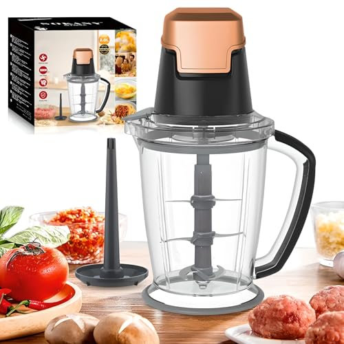 Food Processor Chopper, 1000W Home Electric Meat Grinder, 2L Large Capacity, Multifunction Mixer Blender Machine Ice Crusher 6 Stainless Steel Blade, for Coffee Spice, Meat,Smoothies, Fruits