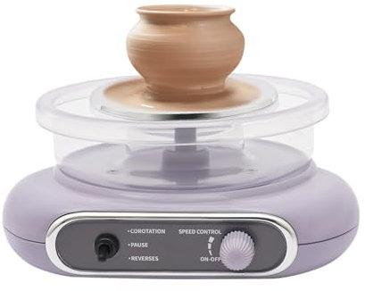 Kit mini tornio per ceramica, macchina elettrica per ceramica con pedale, velocità regolabile (0-200 giri/min), include 8 strumenti per scultura, 2 pennelli, 3 confezioni di argilla e 12 colori per la