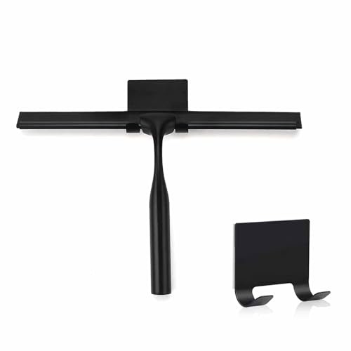 HRLORK Shower Squeegee Stainless Squeegee Windows Wiper Bathroom Glass Cleaner for Bathroom Car Kitchen Window(Black)