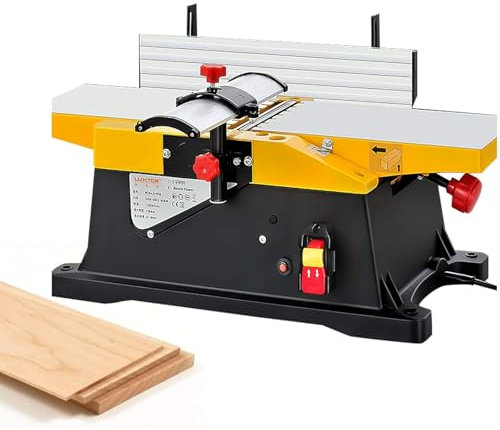 6 Inch Desktop Wood Thickness Planer - 1800W Benchtop Electric Jointer, Multifunctional Planer with 0-3mm Planing Depth for Wood Cutting, Drilling & Milling Machine