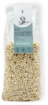 1001 Frucht – Glutenfreies Bio 4-Korn Müsli Mandel Crunchy, 250g, Mit Reissirup Gesüßt – Ideal zum Frühstück oder als Snack, Vegan, Reich an Ballaststoffen