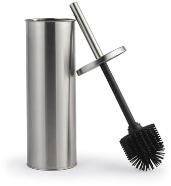Beldray Toilet Brush & Holder – AntiBac Treated, Non-Scratch Silicone Bristles, Splash Proof, Discreet Closed-Top Design, Long Handle, Easy Clean Hygienic Head, Resists Staining, Stainless Steel