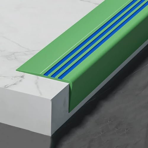 YLLSMGS Treppenkantenprofil Selbstklebende Treppenprofil aus Gummi für Treppenkanten Stufenschutz für Holz Laminat und Fliesen(Green,450cm/14.8ft)