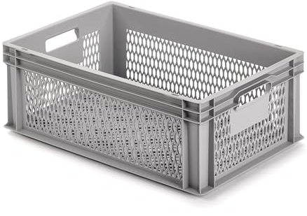 1a-TopStore Eurobox Stapel- und Transportkasten, durchbrochen, perforiert, offene Griffe, verschiedene Größen (60x40x22 cm)