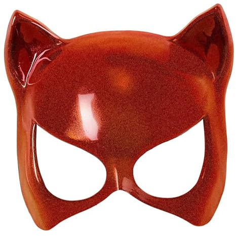 W WIDMANN MILANO Party Fashion - Katzen Augenmaske | Für Erwachsene, Halbmaske in Schwarz oder Rot, Accessoire für Karneval, Halloween, Mottoparty