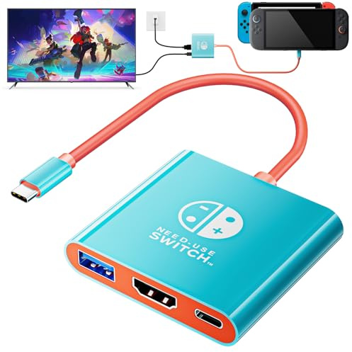 TV Dock for Switch, Docking Station for OLED/Steam Deck/MacBook, Portable TV Adapter ＆ Travel Dock, Compatible with Nintend0 Switch, Supports 4K@60Hz HDMI 2.0a HDR, 100W PD, USB 3.0