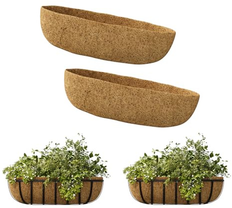 Bamworld Forros de Fibra de Coco ovales preformados para macetas Colgantes, cestas Colgantes y jardineras de Ventana, marrón, 26 Pulgadas de diámetro y 5,9 Pulgadas de Profundidad, 2 Unidades