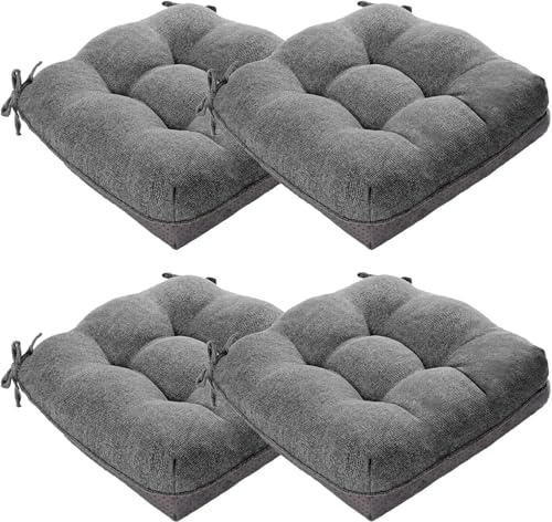 Set of 4 Dining Chair Cushions - Thick Foam, Non-Slip for Kitchen