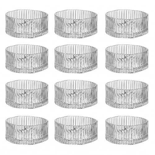 Zoha Glasschalen Set 12er Linea - Dessertschalen Glas facettiert, Glasschüsseln mit 11 cm Durchmesser, Glasschälchen für Dessert, Snackschale Glas, Glass Bowl Set - Servierschalen und Glasschüssel Set