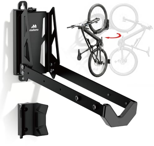 MADAMO Fahrradhalterung Wand Schwenkbar - Fahrradaufhängung Wand vertikal - Bike Wall Mount für Ordnung in deiner Garage - Fahrradhalter für alle Fahrradtypen inkl. E-Bike, MTB & Rennrad - 1 Stück