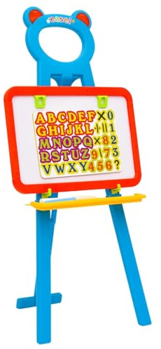 Mangloder 2-1 - Caballete para niños con pizarra magnética y pizarra, kit de aprendizaje con letras y números, incluye accesorios, estación de juego y aprendizaje versátil, ideal para el juego