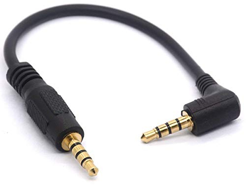 OpenII Kurzes 3,5mm TRRS Audiokabel, vergoldet, 90 Grad, 3,5 Stecker auf 3,5mm Stecker, Stereo-Klinkenstecker, 4-poliger Anschluss