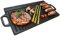 Homiu Reversible Cast Iron Griddle Pan | Pre-Seasoned Non-Stick BBQ Griddle Grill with Handles | Suitable for Oven Safe, Induction, Gas Hob | Cooking, Flat & Ridged Surfaces | All Hob Types