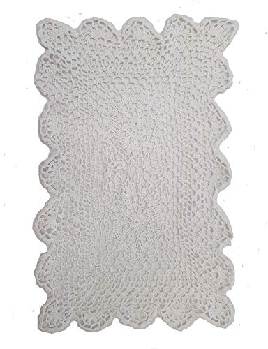 Maple Textiles White Lace Crochet Doily Place Mat Table Setting 12 x 18 Oblong Rectangle approx White