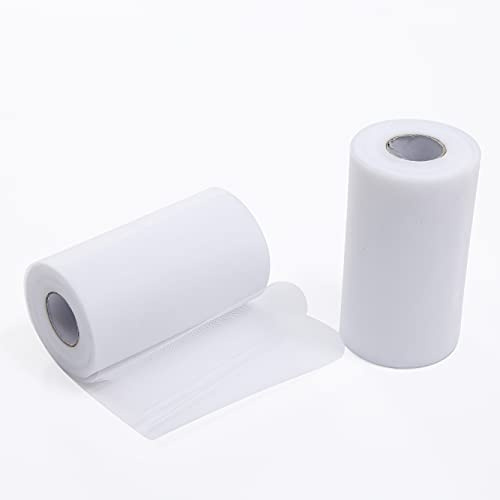 ZADAWERK® Tüll - 15 cm x 45 m - Pink - 1 Rolle - Tisch-Deko - Hochzeit - Weihnachts-Tüll - Geschenk - Schleife - Schleier - Tutu - DIY Tüllrolle - Netzstoff (Weiß, 15 cm)