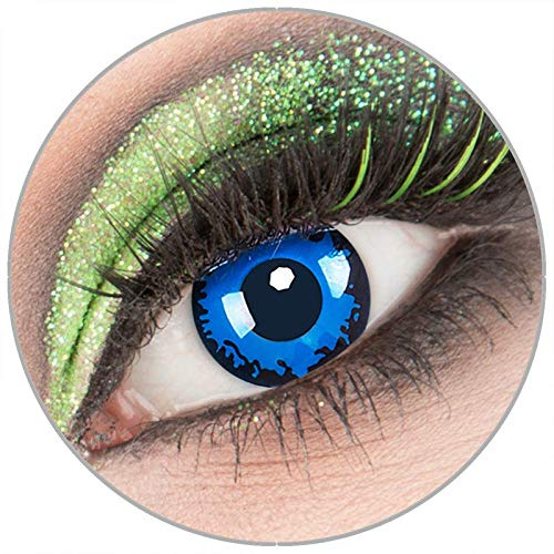 Farbige blaue schwarze 'Dark Blue' Kontaktlinsen ohne Stärke 1 Paar Crazy Fun Kontaktlinsen mit Behälter zu Fasching Karneval Halloween - Topqualität von 'Giftauge'