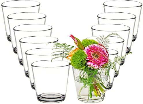 12 x Windlichter Lilly aus Glas, konisch Ø 10 cm H 9 cm - Teelichtgläser | Teelichthalter - Vorspeisengläser - Dessertgläser - Vasen