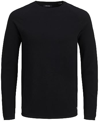 JACK & JONES Jjehill Knit Crew Neck Noos Sweater, Noir, M Homme