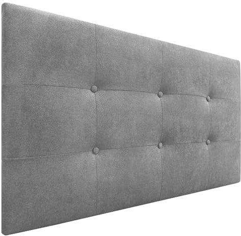 DHOME Gepolstertes Kopfteil ACUALINE 8cm Dick - Stoff und Kunstleder für Betten (Stoff Grau, 95cm für 80/90 Betten)