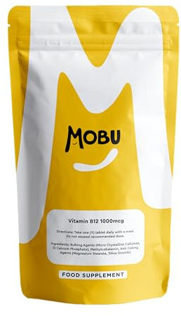 Vitamin B12 Tablets Methylcobalamin | 1000mcg Vegan B12 Supplement 120 Tablets | Tiredness & Fatigue, Immune System & Brain Function | B12 Tablets | Vegan MOBU UK