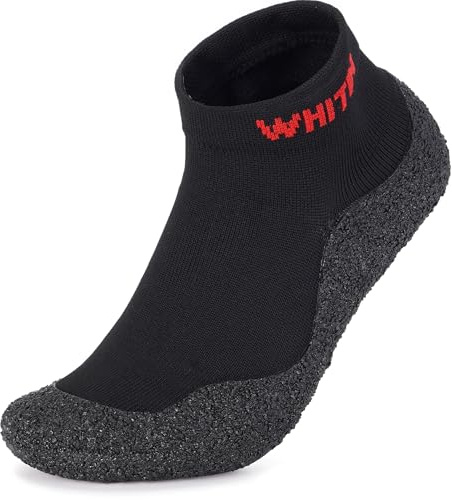 WHITIN Mens Water Sock Shoes for Beach Barefoot Aqua Socks Size 12 Aerobics Swimming Fishing Boating Sports Kayaking Sailing with Rubber Soles Sockshoes Black