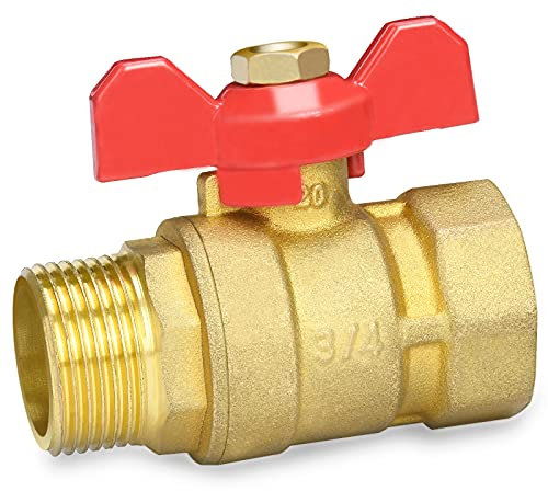 Oumuik Brass 3/4 Inch Ball Valve with Red Wing Handle DN20 PN16