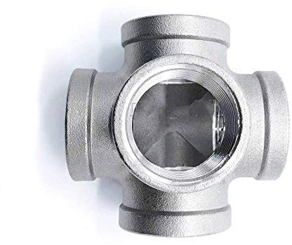 HIXISTO Gewindefitting，Messing Muffe Edelstahl 304 1/43/8 1/23/4 11-1/4 1-1/22 weiblich BSP. Gewinderohranschluss 5 Wege Gleiche Querverbinder (Thread Specification : 3/8)