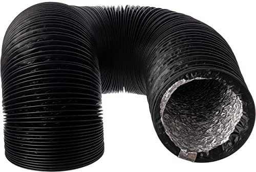 LIRAST Ø 125mm / 3m PVC Aluminium Flexible Ducting - Black Ventilation Duct Hose Tumble Dryer, Cooker Hood, Extractor Fan, Air Conditioner