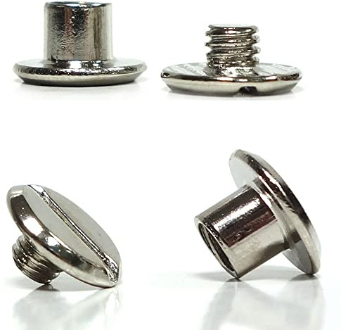 10 Stück Gürtelschrauben 4mm Füllhöhe in Premiumqualität, Buchschrauben Chicagoschrauben Schrauben für Leder und sonstige Verbindungen, Farbe silber