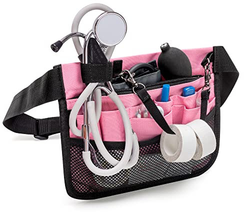 Damero Marsupio da Infermiera con Supporto per Nastro, Organizer Tascabile per Infermiera per Forniture Mediche, Rosa