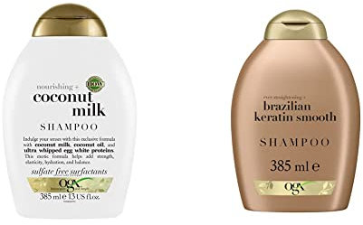 OGX Brazilian Keratin Smooth Shampoo, 385ml & Coconut Milk Shampoo,385 ml (Pack of 1)