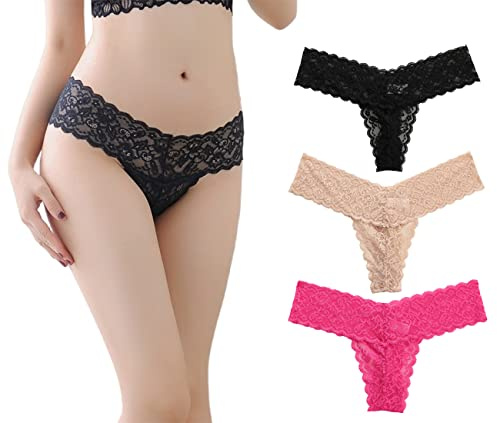 marysgift G String Thongs for Women Lace Panties Stretch T-back Tangas Low Rise Hipster Underwear (Z03,M UK 6 8)