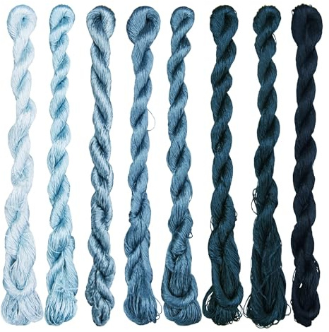MINGGUXIUYI Naturlig 100% mullbärssilke handgjord broderitråd korsstygnstrådar vänskapsarmband tandtråd hantverk tandtråd 120 meter vardera i 8 färger (13)