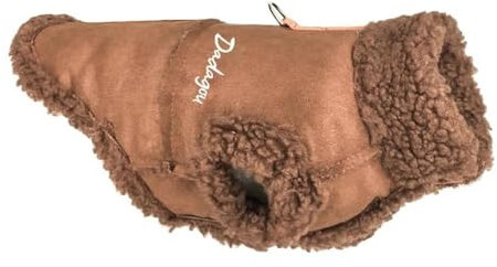 Chihuahua Mops Lammfell Warme Manteljacke Britischer Stil Hundejacke Winter Warme Hundejacke Kleidung Kleine Und Mittlere Hundebekleidung Mops Yorkshire Jacke Kleidung,Braun,2XL