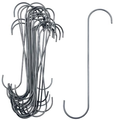 Sidawhope 26PCS Metal Durable 6 Inches Long S Shaped Hooks Hanger 0.1'' Wire Plant Paint Powder Coating DIY Hanging Hooks