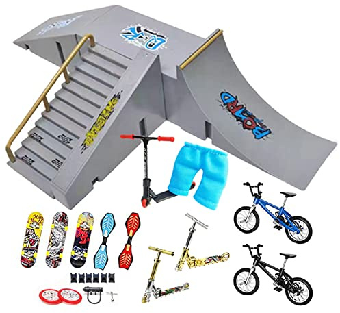 Sollee Finger Toys Skate Park Kit Finger Skateboards Juego de Rampa Finger Skateboard Park Kits Finger Skateboard Park para Entrenamiento