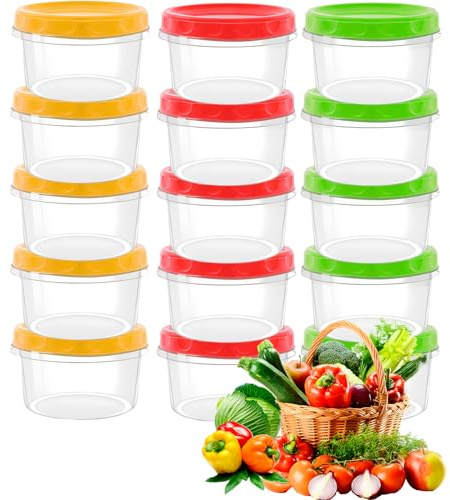 Sporgo Lot de 15 boîtes de conservation avec couvercle : 250 ml Boîtes hermétiques réutilisables Vaisselle micro-ondes anti-fuite, sans