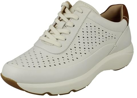 Clarks damer stansade hål detaljerade sommarskor Tivoli Grace, Benvit, 42 EU