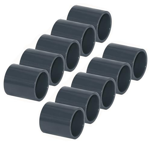 HAF 10x PVC Fittings Muffe mit 50mm | Klebemuffe x Klebemuffe | Verbinder aus grauem PVC-U | PN16 für PVC Rohr, Poolfitting, Pool, Schwimmbad, Poolverrohrung, Druckleitung, Rohrleitung & Teich