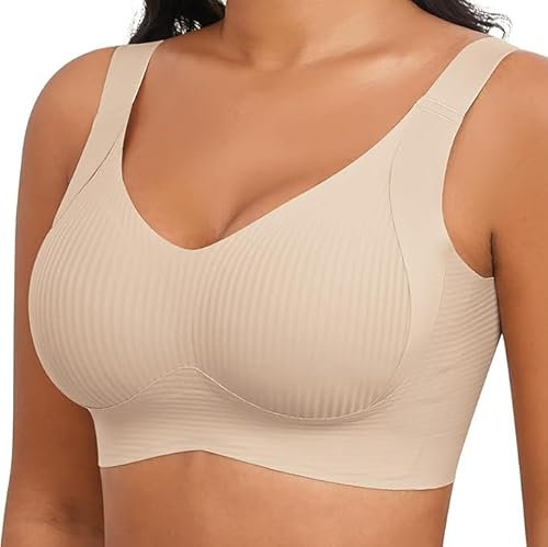 Yommay Soft Comfort Seamless Everyday Bra for Women - Full Coverage Non-Wired Sleep Bra With Padding, Nude, M
