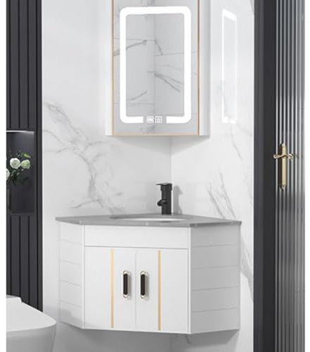 Waschbecken Mit Unterschrank Hängend Badezimmerschrank Mit Spiegel Gäste Wc Waschbecken Mit Unterschrank Eckschrank-Badezimmerschrank Mit Waschbecken Und Spiegelschrank, Wandmontiertes Waschbecken-Des