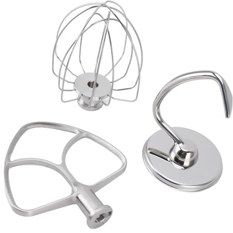 Blender 3 pièces, fouet métallique en acier inoxydable, fouet plat, batteur avec crochet pétrisseur, fouet métallique, tête inclinable, accessoires blender