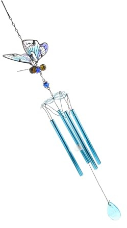BCOATH Windspiel Glocke Hängedekoration aus Glas und Metall für Garten Balkon Terrasse mit Äols Glocken in Blau Wetterfestes Gartendekor zur Entspannung und Geschenk Zufälliger Stil