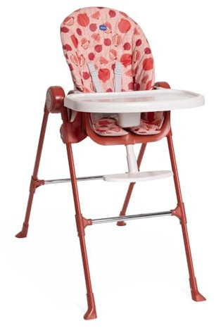 Chicco Polly Essential, Kinderhochstuhl für Babys Von 0 Monaten bis 15 kg, 3 Neigepositionen, 7 Höhenstufen, verstellbarer Fußstütze, Kompakt verstaubar, Modernes Design, Rot